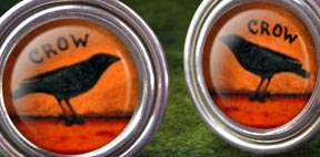 Shadowbox Cufflinks with vintage images magnified under solid glass glass crystal domes.